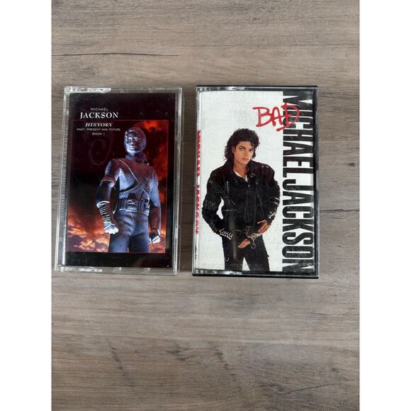 Michael Jackson Cassette Tapes- Bad and History Book 1- EUC - Picture 1 of 2